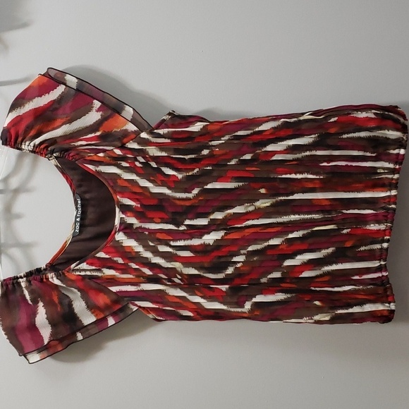 Zac & Rachel Pleated, Lined Flutter Sleeve Top, Large - Picture 1 of 6